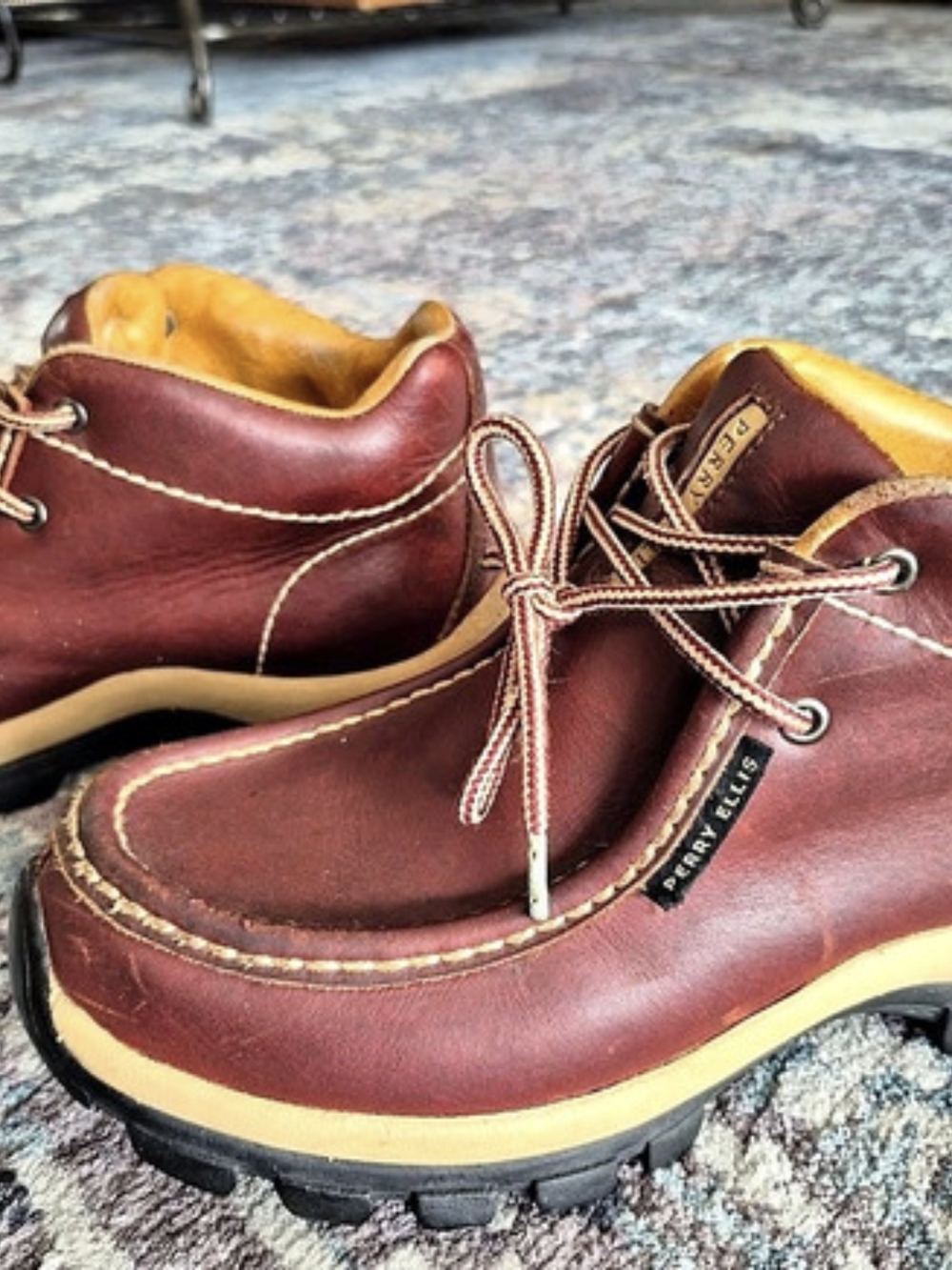 Perry Ellis Prospect Chukka Boots Brown & Yellow US MEN'S 7 / LADIES 8.5